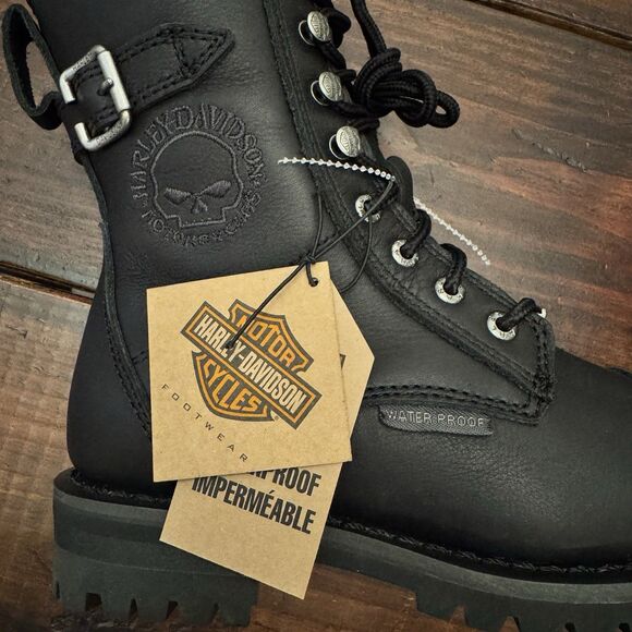 Harley Davidson Women's Leather Waterproof Balsa Skull Riding Boots - Picture 3 of 9